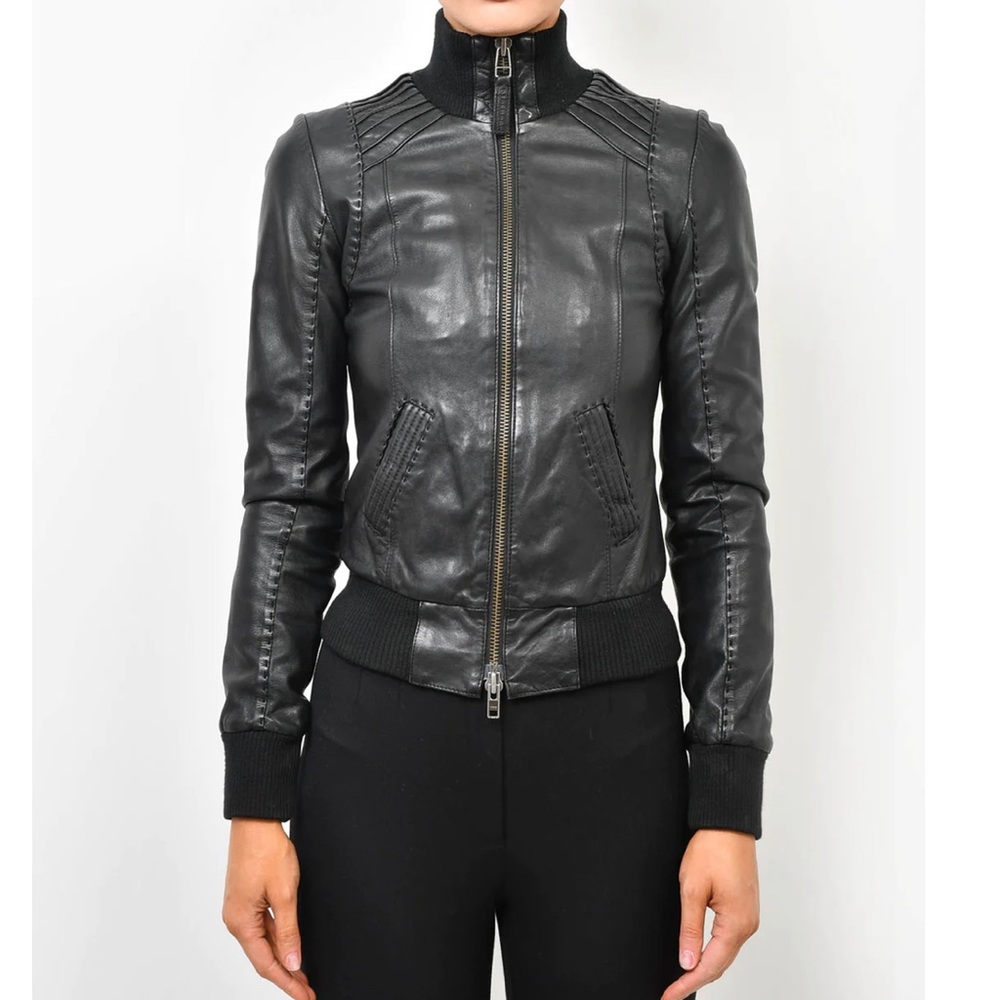 Mackage for aritzia lambs leather jacket black XS